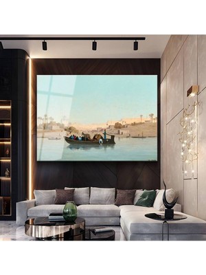 TosbArt Jean-Léon Gérôme Nil Nehri Yolculuk Resmi Temperli Cam Tablo Sanat Tablosu Dekoratif Tablo