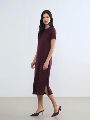 LC Waikiki Bisiklet Yaka Yırtmaçlı Elbise  (S6)