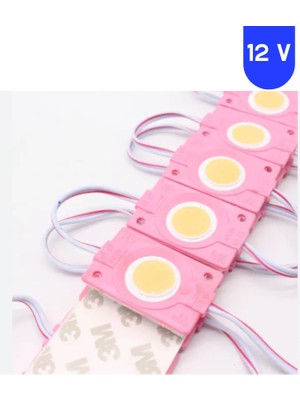 Powerr Led Aydınlatma 200 Adet 12 Volt 2.4 Watt Kare Pembe Cob LED Modül IP65 1 Paket