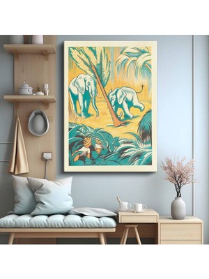 TosbArt Anonim Tropikal Fil Hayvanları Kanvas Tablo Sanat Tablosu Ressam Tablosu