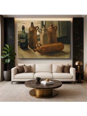 TosbArt Vincent Van Gogh Şişeler Testiler Natürmort Resmi Kanvas Tablo Ressam Tablosu