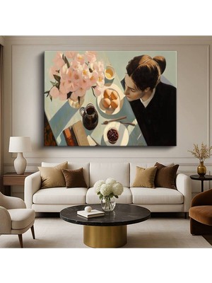 TosbArt Francesca Strino Kahvaltı Masası Günlük Yaşam Resmi Kanvas Tablo Ressam Tablosu