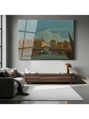 TosbArt Canaletto Venedik Kanalı Su Resmi Temperli Cam Tablo Sanat Tablosu Dekoratif Tablo