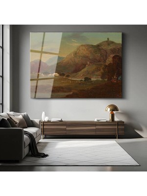 TosbArt John Constable Dağlık Peyzaj Manzarası Temperli Cam Tablo Sanat Tablosu Dekoratif Tablo