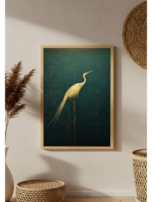 AR AJANS KANVAS TABLO Altın Balıkçıl Dekoratif Çerçeveli Mdf Tablo