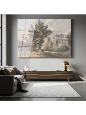 TosbArt Thomas Girtin Malikane Bahçesi Peyzaj Resmi Temperli Cam Tablo Sanat Tablosu Dekoratif Tablo