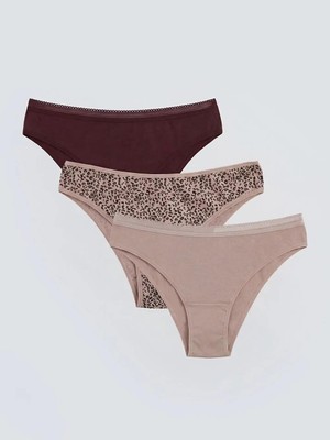 LC Waikiki Kahverengi Leopar Desenli Brazilian Külot 3 Lü  (S6)