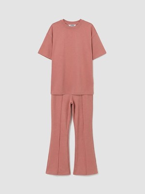 LC Waikiki Pembe Kız Çocuk Kısa Kollu Soft Touch Tişört ve Tayt  (S6)