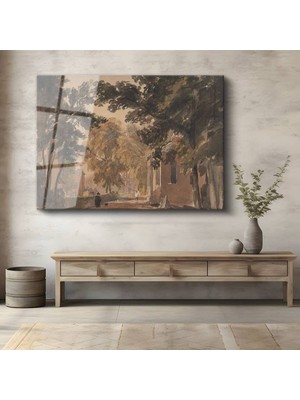 TosbArt J.m.w. Turner Ağaçlık Yol Doğa Manzarası Temperli Cam Tablo Sanat Tablosu Dekoratif Tablo