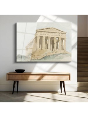TosbArt William Pars Atina Parthenon Antik Tapınak Temperli Cam Tablo Sanat Tablosu Dekoratif Tablo
