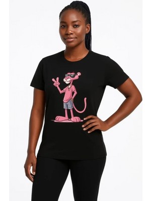 Pileli Store Pilelistore- Bisiklet Yaka Kısa Kollu Baskılı T-Shirt - Siyah