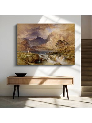 TosbArt J.m.w. Turner Dağlık Bölge Geyik Manzarası Kanvas Tablo Sanat Tablosu Ressam Tablosu