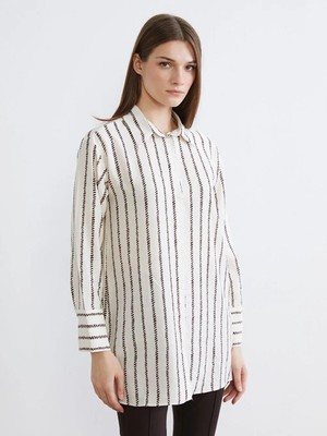 LC Waikiki Kahverengi Desenli Kadın Gömlek Tunik  (S6)