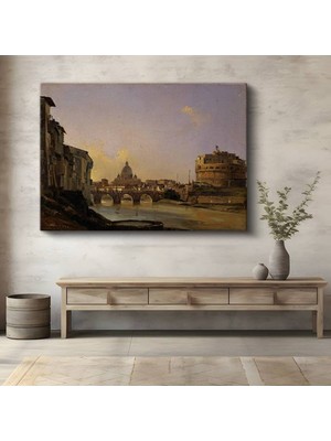 TosbArt Ippolito Caffi Tiber Nehri Vatikan Manzarası Kanvas Tablo Sanat Tablosu Ressam Tablosu