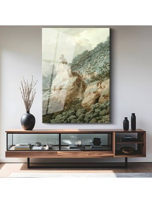 TosbArt J.m.w. Turner Tepe Üstü Kale Kalıntıları Temperli Cam Tablo Sanat Tablosu Dekoratif Tablo