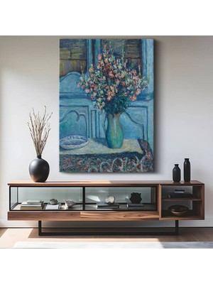 TosbArt Henri Matisse Mavi Vazo Renkli Çiçekler Kanvas Tablo Sanat Tablosu Ressam Tablosu