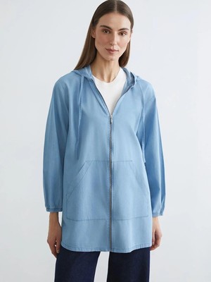 LC Waikiki Mavi Kapüşonlu Kadın Jean Tunik  (S6)