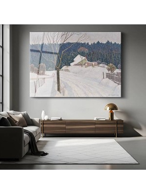 TosbArt Van Karsen Kış Kar Manzarası Temperli Cam Tablo Sanat Tablosu Dekoratif Tablo