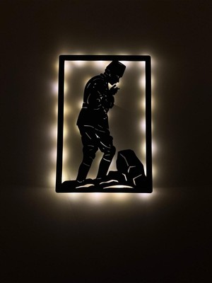 PremiumPort Ahşap LED Işıklı Atatürk Portre Tablo, Dekoratif ve Şık Tasarım
