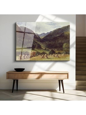 TosbArt J.m.w. Turner Dağ Vadisi Hasat Manzarası Temperli Cam Tablo Sanat Tablosu Dekoratif Tablo