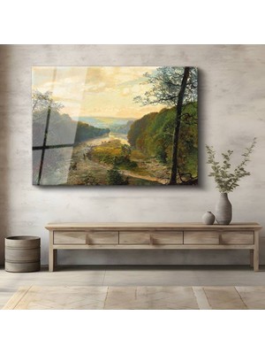 TosbArt John Frederick Kensett Nehir Vadisi Doğa Manzarası Temperli Cam Tablo Sanat Tablosu Dekoratif Tablo