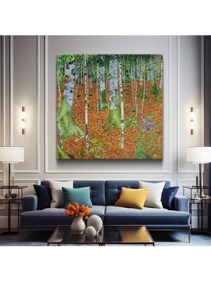 TosbArt Gustav Klimt Huş Ağaçları Orman Manzarası Kanvas Tablo Sanat Tablosu Ressam Tablosu