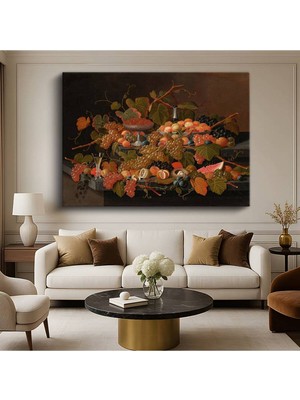 TosbArt Johann Wilhelm Preyer Zengin Meyve Kompozisyonu Natürmort Resmi Kanvas Tablo Ressam Tablosu