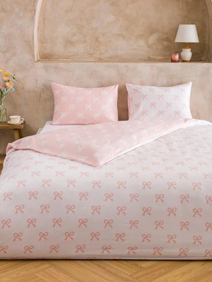 LC Waikiki Pembe Fiyonk Baskılı Çift Kişilik Nevresim Seti  (S6)
