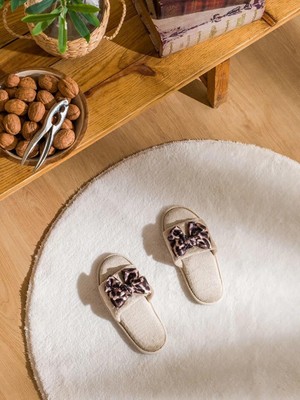 LC Waikiki Kahverengi Fiyonk Figürlü Kadın Pelüş Ev Terliği  (S6)