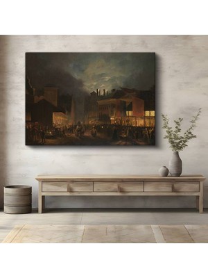 TosbArt Abraham Cooper Gece Pazarı Şehir Manzarası Kanvas Tablo Sanat Tablosu Ressam Tablosu