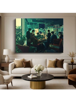 TosbArt Jeremy Mann Kitaplıklı Salon Ev Iç Mimarisi Kanvas Tablo Sanat Tablosu Ressam Tablosu
