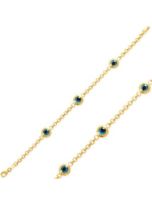 Inure Jewelry Gümüş Gold Nazar Boncuklu Bayan Bileklik