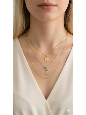 Elora Veyn Kadın Gold Harmony Kombin Üçlü Z Harfli Kolye