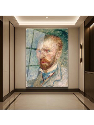 TosbArt Vincent Van Gogh Sanatçı Otoportre Temperli Cam Tablo Sanat Tablosu Dekoratif Tablo