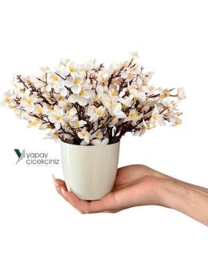 PremiumPort Yapay Sakura Bahçeli Saksıda Dekoratif Bitki, Doğal Görünüm
