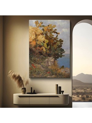 TosbArt Filippo Palizzi Akdeniz Kaktüs Bitkileri Kanvas Tablo Sanat Tablosu Ressam Tablosu