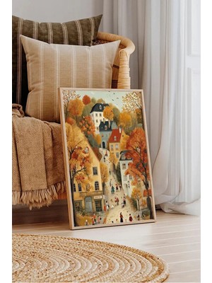 AR AJANS KANVAS TABLO Sonbahar Sokağı Çerçeveli Mdf Tablo