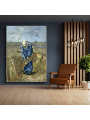 TosbArt Vincent Van Gogh Buğday Bağlayan Kadın Çiftçi Kanvas Tablo Sanat Tablosu Ressam Tablosu