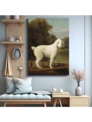 TosbArt George Stubbs Beyaz Köpek Hayvan Portresi Kanvas Tablo Sanat Tablosu Ressam Tablosu
