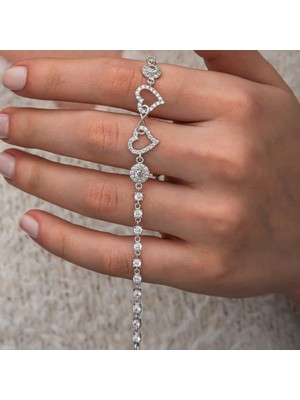 Inure Jewelry Gümüş Sonsuzluk İki Kalp Kadın Bileklik