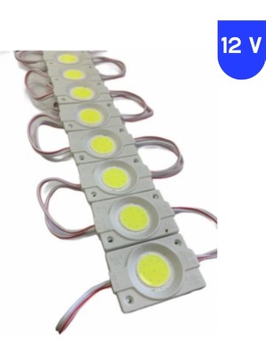 Powerr Led Aydınlatma 200 Adet 12 Volt 2.4 Watt Kare Beyaz Cob LED Modül IP65 1 Paket