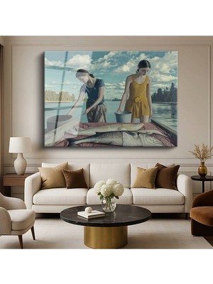 TosbArt Alex Colville Balık Teknesi Deniz Resmi Temperli Cam Tablo Sanat Tablosu Dekoratif Tablo