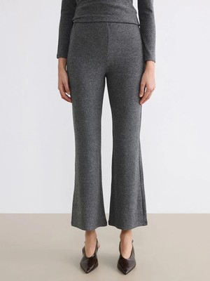 LC Waikiki Antrasit Beli Lastikli Ispanyol Paça Kadın Pantolon  (S6)