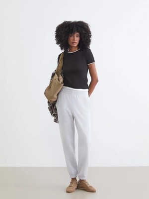 LC Waikiki Gri Beli Lastikli Kadın Jogger Eşofman Altı  (S6)