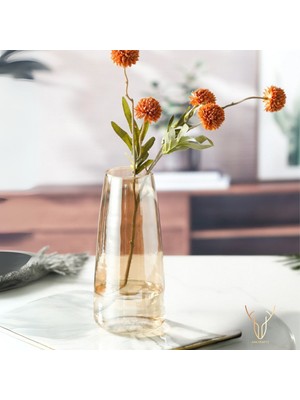PremiumPort Şık Amber Cam Vazo, Zarif Dekorasyon Parçası, Modern Tasarım