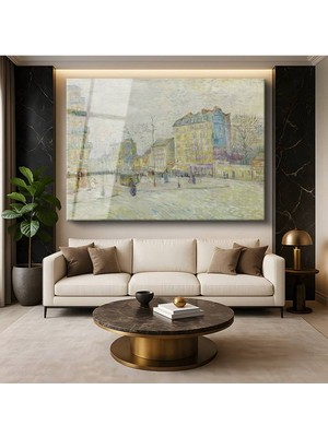 TosbArt Vincent Van Gogh Boulevard De Clichy Paris Sokak Manzarası Temperli Cam Tablo Sanat Tablosu