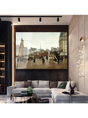 TosbArt Luigi Loir Paris Meydanı Şehir Resmi Temperli Cam Tablo Sanat Tablosu Dekoratif Tablo