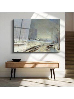 TosbArt Aleksey Savrasov Beyaz Kış Kar Manzarası Temperli Cam Tablo Sanat Tablosu Dekoratif Tablo