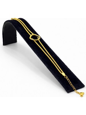 Pangu Altın Renk Düğüm Detaylı Çelik Bileklik