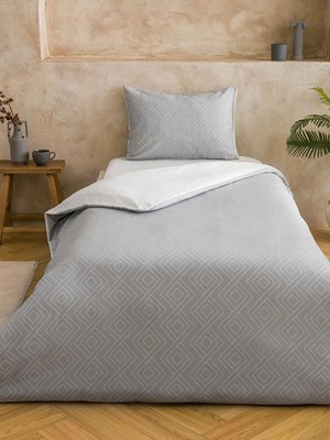 LC Waikiki Gri Çizgi Desenli Tek Kişilik Nevresim Seti  (S6)